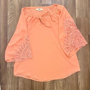 YA Los Angeles Boho Top Sz M Peach